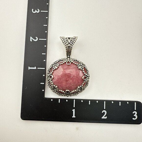 Carolyn Pollack Necklace Pink Rhodonite Pendant Cabochon Sterling Silver 925 - Picture 10 of 14